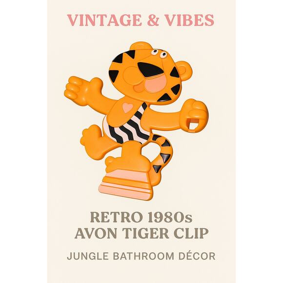 Vintage 1980s Avon Jungle Tiger Clip – Retro Orange Bathroom Accessory - Picture 2 of 8